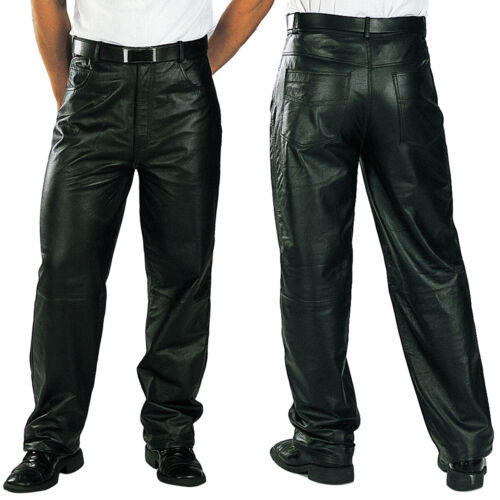 Xelement 860 Men's 'Classic' Black Loose Fit Motorcycle Casual Leather Pants - Picture 1 of 4