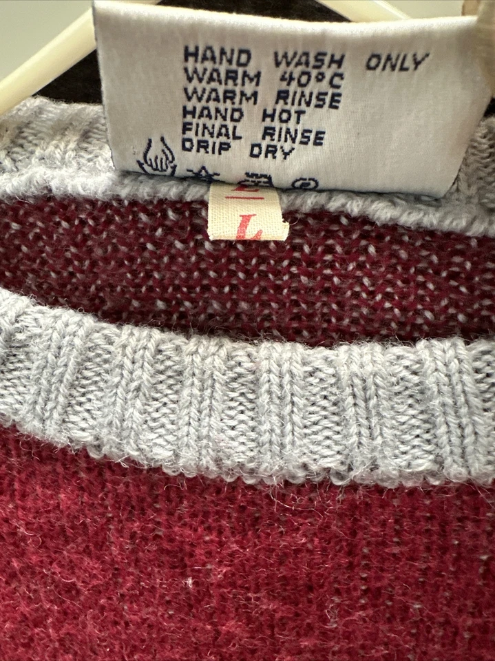 Suéter De Colección Años 80 Pierre Cardin Para Hombre Granate y Gris Claro Mezcla de Lana Tejido Grande Foto 4 de 4