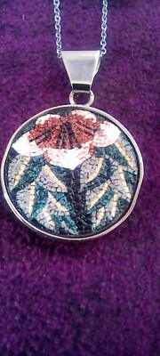 Mosaic necklace made of Jordanian mosaic with a 925 silver frame