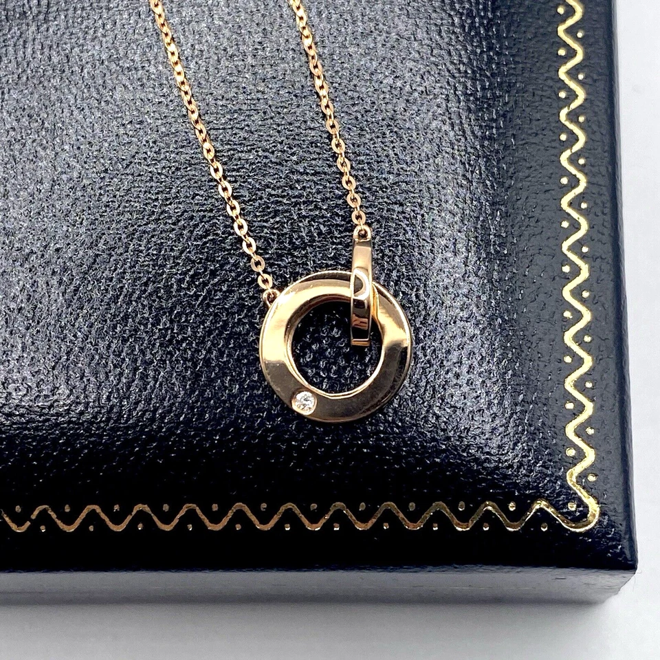 Collar de diamantes de oro de 18 quilates de 0,22 quilates de diamantes naturales de oro rosa sólido con sello del Reino Unido Foto 3 de 4