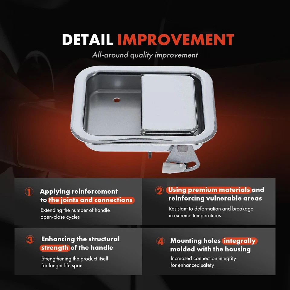 Maçaneta interna cromada lateral para passageiros Western Star 4900EX 6900XD 4900FA - Imagem 3 de 4