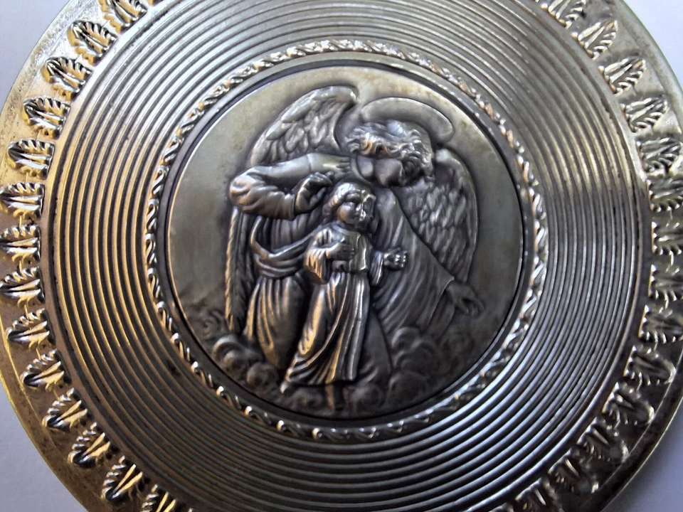 Antico capoletto culla neonato argento 800 porta fortuna angelo custode bambina - Immagine 3 di 4