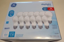 *Box of 12 Bulbs TOTAL* Bulk Pack GE Daylight LED A19 Light Bulbs Dimmable 60W