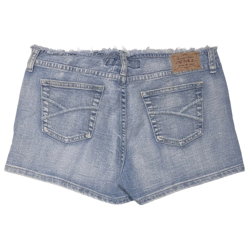 Pantalones Cortos de Jean YMI Vintage Juniors Talla 9 Dobladillo Crudo Cintura Y2K Denim Lavado Ligero Grunge Foto 2 de 4