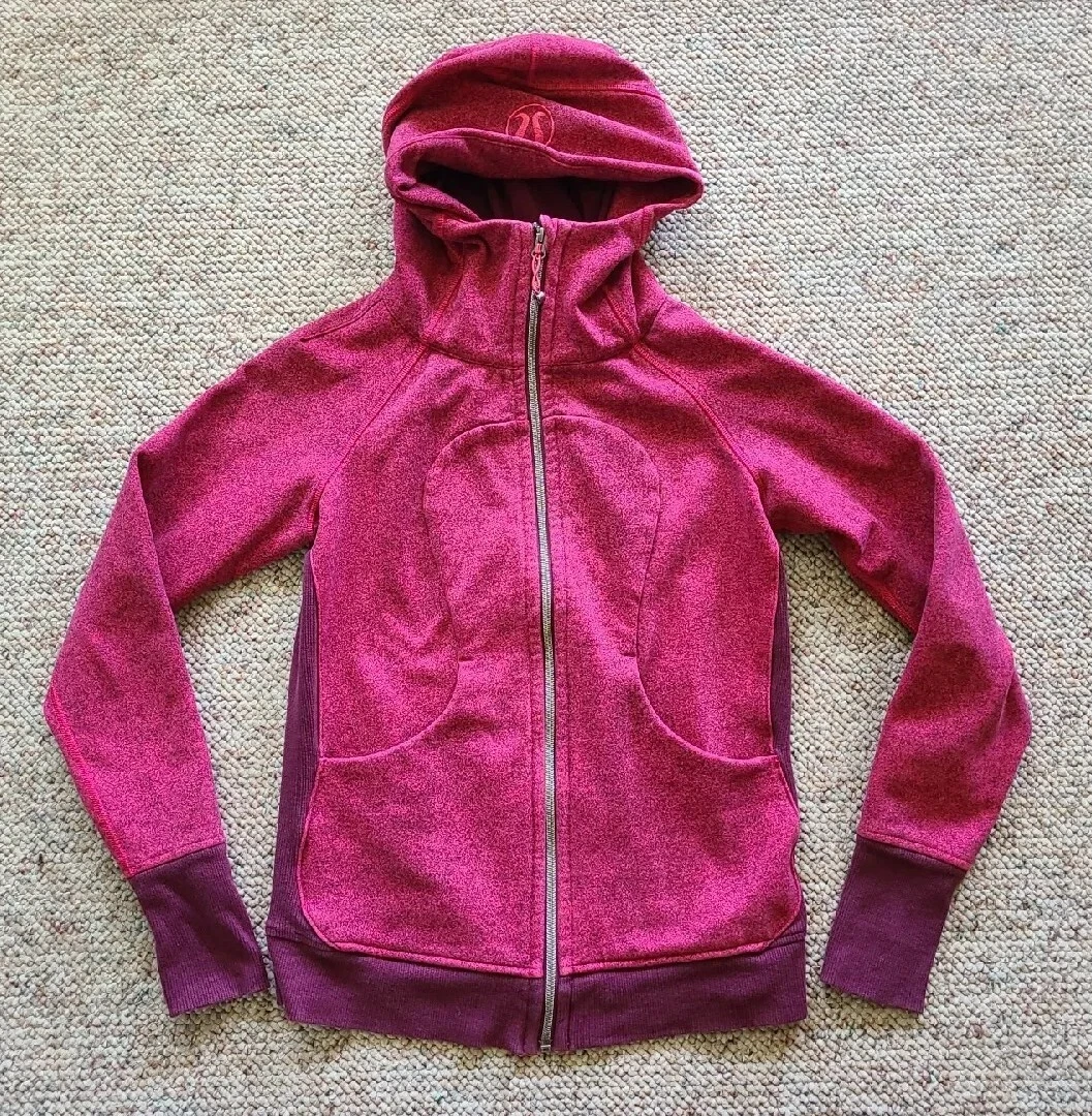 EUC Lululemon Women's Full Zip Fleece Cotton Hoodie Sweatshirt Color Pink Sz 6