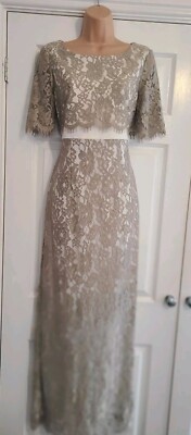 Gold Spitze gefüttert Maxi Anlass Sommerkleid Größe 10 von Gina Bacconi 36'' Brustumfang