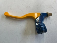 YELLOW + BLUE LEFT SHORTY CLUTCH LEVER + PERCH ASSEMBLY HONDA DIRT BIKES AHRMA