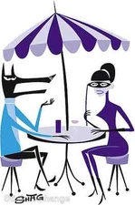 Wolf Cafe Sticker Decal Artist Shag Josh Agle SH28