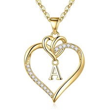 Easter Basket Stuffers - Easter Gifts for Women Her, Heart Initial Necklaces ...