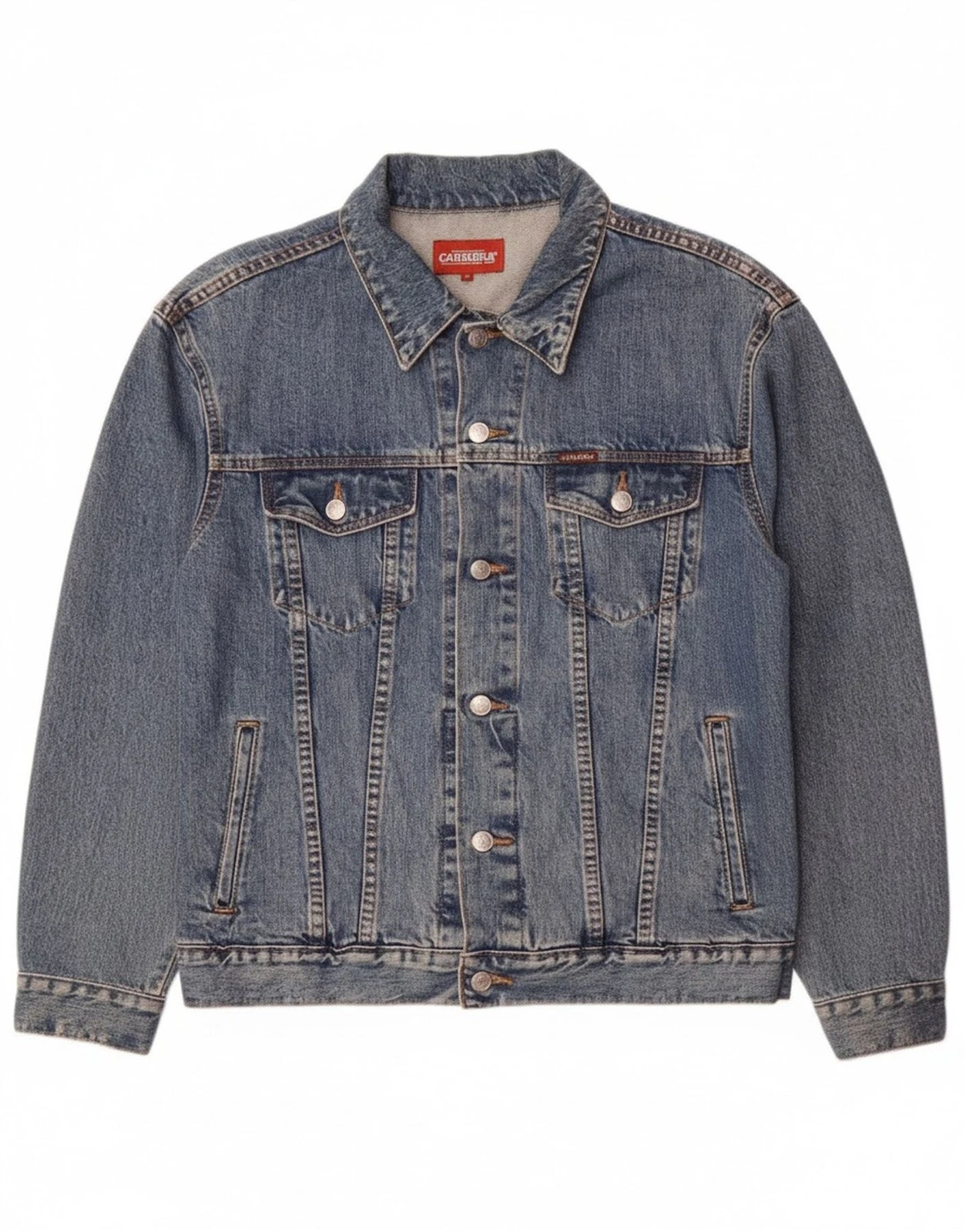 CARRERA Mens Denim Jacket UK 40 Large Blue Cotton CF04