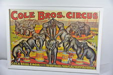 Cole Bros Circus Elephant Poster 1990s French Reproduction Professionally Framed