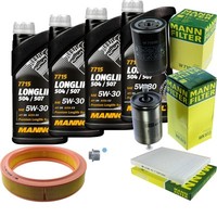 MANN-FILTER Inspektionspaket Mannol 4L Longlife 5W-30 FüR Seat Ibiza II 1.4I