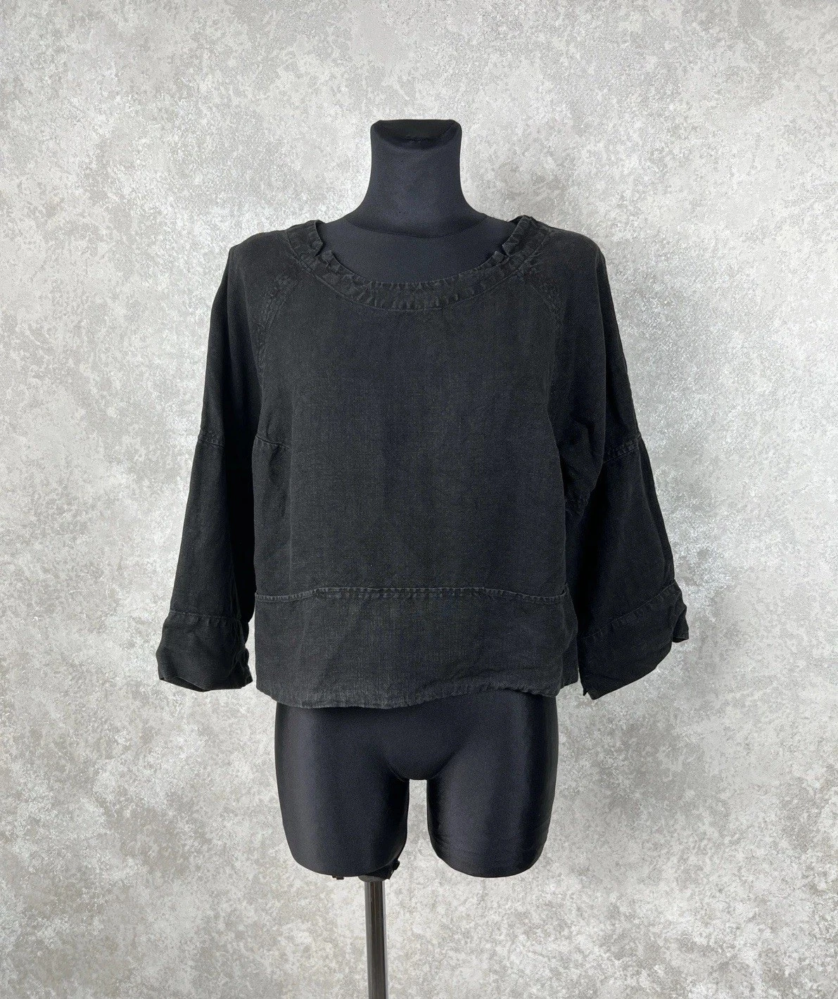 OSKA Black 100% Linen Blouse Top Shirt Pullover Size 1 S M Boho Oversized