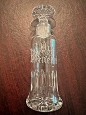 ANTIQUE OIL & VINEGAR ETCHED CRUET/BOTTLE WITH STOPPER