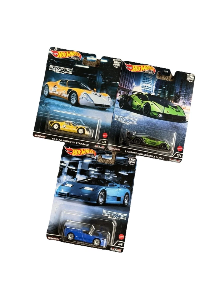 Hot Wheels Exotic Envy Premium Car Culture 2022 Set x3 Lamborghini/Bugatti/Alfa - image 2 of 4