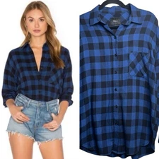 Rails Jackson Blue/Black Buffalo Check Super Soft Button Down LS Shirt Sz Large