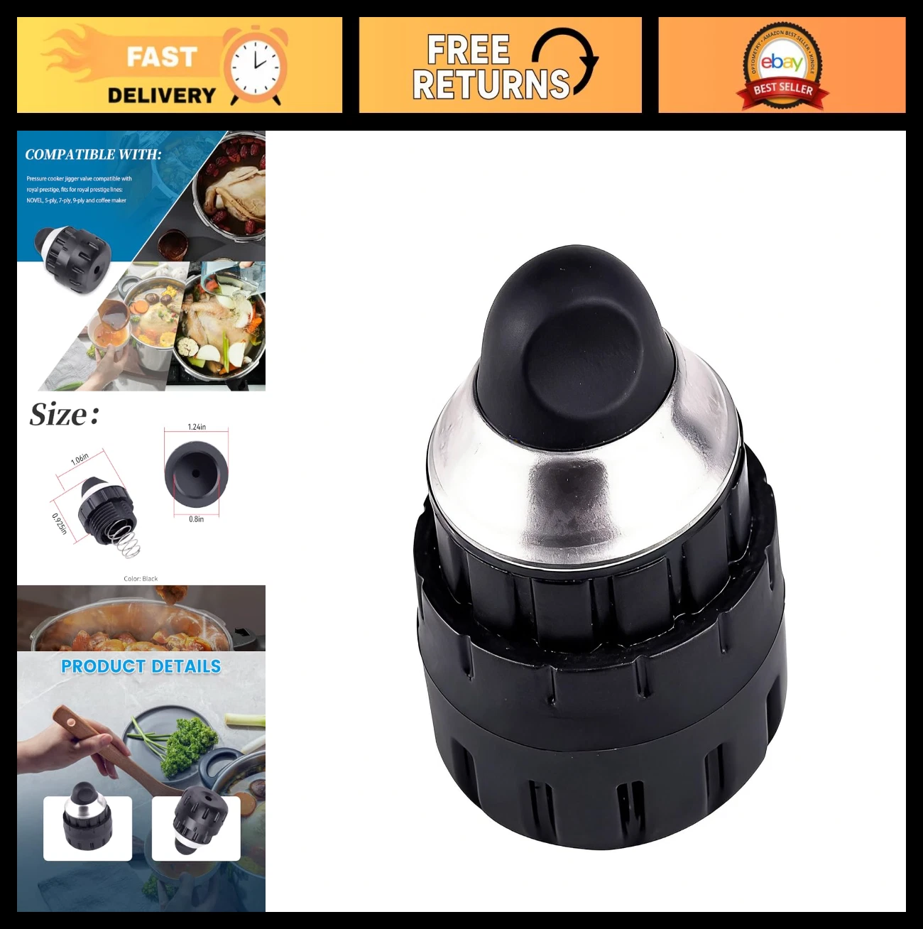 Pressure Cooker Jigger Valve Replacement, Fits NOVEL 5-Ply 7-Ply 9-Ply Models, B