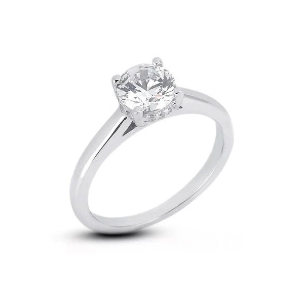 1/3 CT F VS2 Round Cut Natural Certified Diamonds 14k Gold Side-Stone Ring - Image 3 of 3