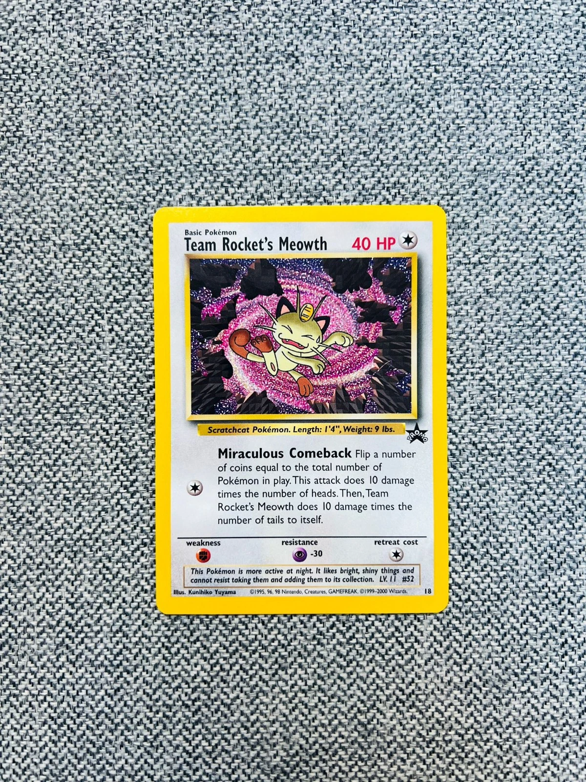 Team Rocket's Meowth 18 Promo WOTC Black Star Pokemon Wizard