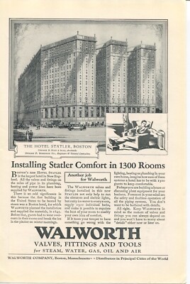 1927 Walworth ~ The Hotel Statler Boston ~ VINTAGE PRINT AD