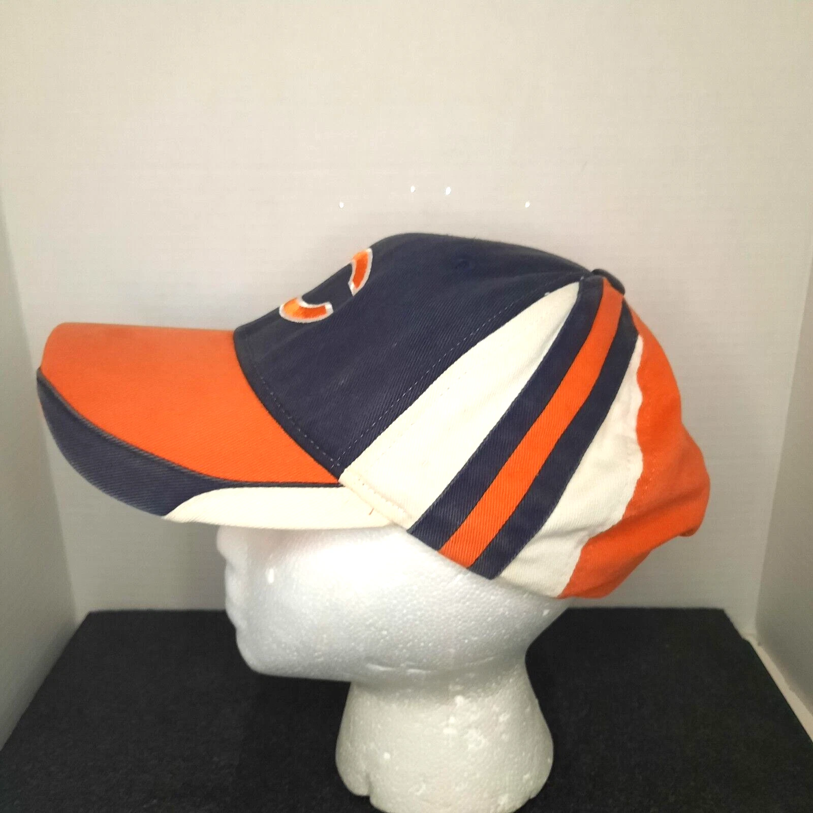 VTG Chicago Bears Y2K football Baseball Hat/Cap Hook and Loop Colorblock AOP