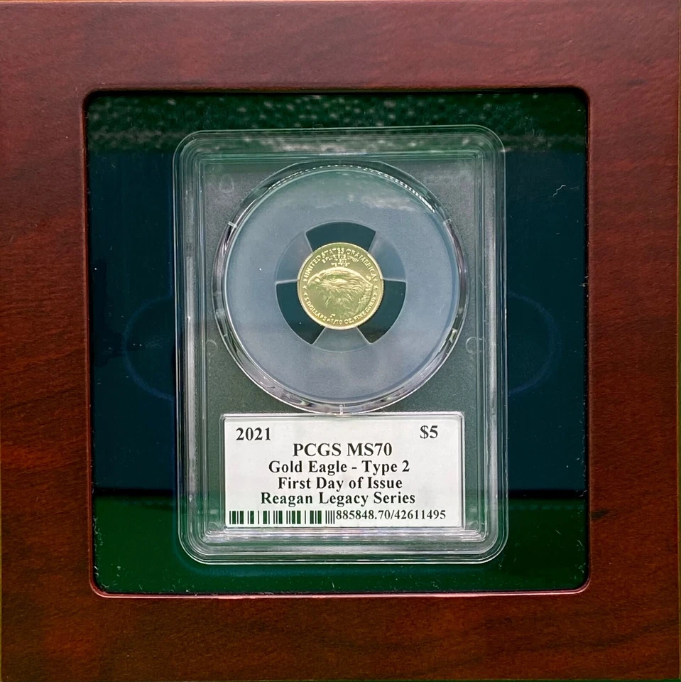 2021 $5 Gold Eagle PCGS MS 70 FDOI TYPE-2 Grade  Reagan Legacy Series - Image 3 of 4