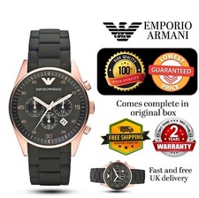 EMPORIO ARMANI SPORTIVO AR5905 ROSE BLACK & GOLD SILICONE MENS CHRONOGRAPH WATCH