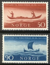 Norway 1963, Tercentenary postal service set MNH Sc 437-38