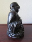 Antique Oriental Wooden Carving Cheerful Seated Buddha — photo 3