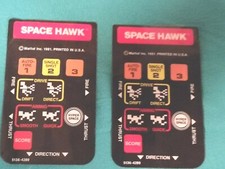 2 overlays plastique console mattel intellivision jeu space hawk bon etat 1981