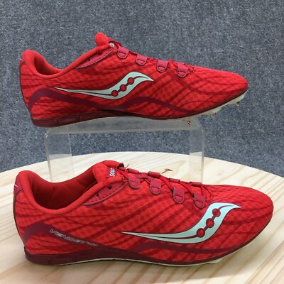 Saucony Shoes Womens 10 Vendetta Running Cleats Sneaker S19027-5 Red Fabric Low
