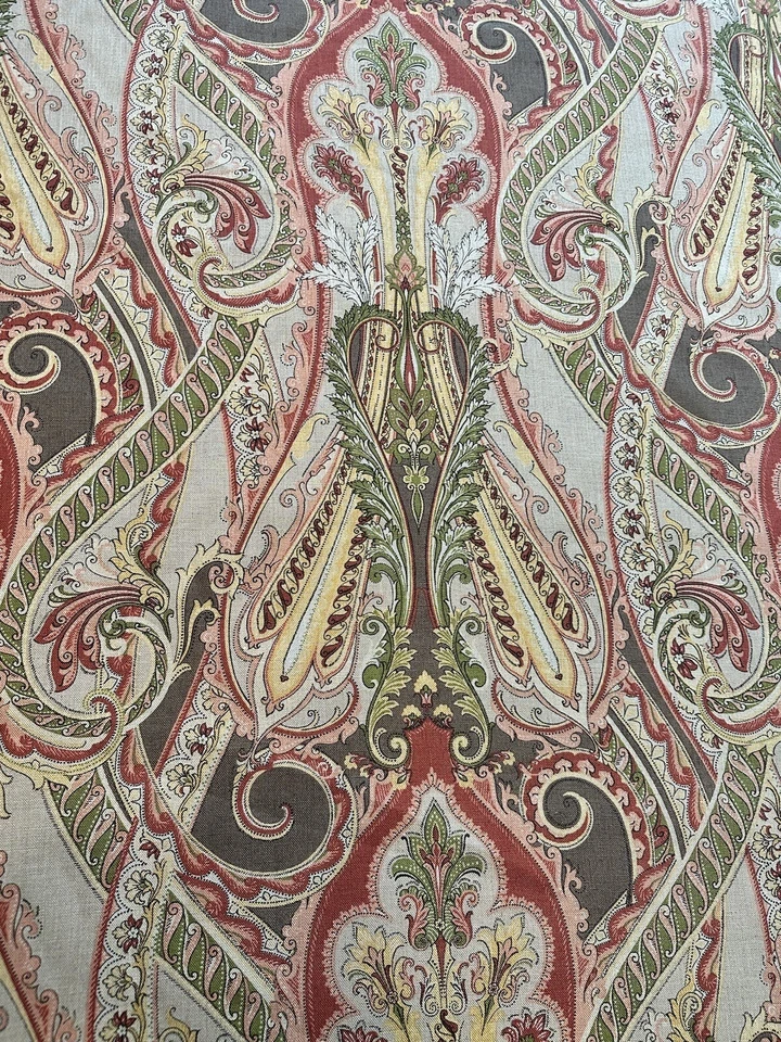 Clarence House 7 Yardas Darius Multi Lino Tela Paisley Estampado Italia 56" Foto 3 de 4