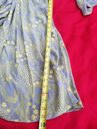 Yoanna Baraschi Silk BIJOU Doux Dress Yellow Gray groovy print M fits W28" - Picture 11 of 12