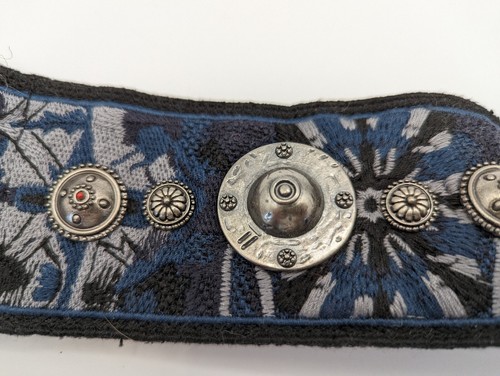 Christian Dior - Embellished Handbag Strap, Blue Black, Silver Medallions - Picture 7 of 16