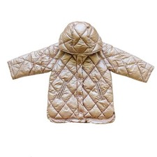 Zara Kids Metallic Rose Gold Quilted Puffer Coat Size 4/5