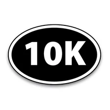 10K Marathon Inverted Black Oval Magnet Decal, 4x6 Inches, Automotive Magnet