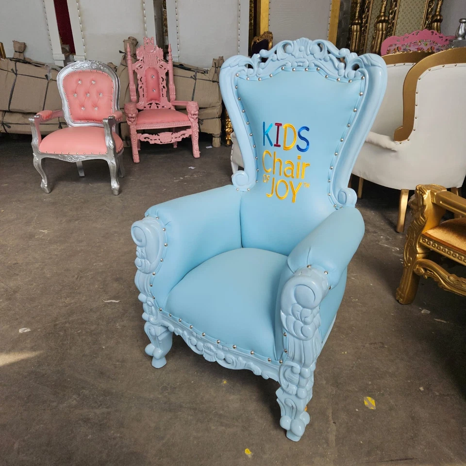 Mini Silla Trono Infantil 36" Alto Lujo Estilo Fiesta Trono - Azul Bebé  Foto 2 de 3