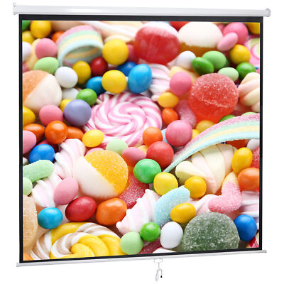 120'' Diagonal Dimension Pull Down Projection Screen Matte HD Movie Theater 1:1