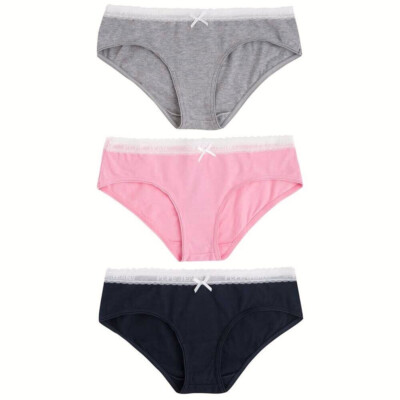 3 Pack Girls PEPE Lace Trim Briefs Knickers 11-12 yrs 3 colours
