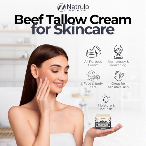 Beef Tallow for Skin, Organic Grass-Fed Whipped Beef Tallow and Honey Balm Anti - Picture 2 of 7