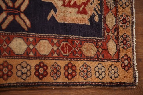 Navy Blue/ Orange Traditional 10 ft. Runner Rug 4x10 Handmade Vintage Carpet - Picture 13 of 20