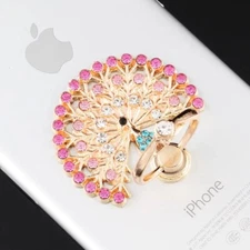 Universal 360 Rotating Cell Phone Finger Ring Stand Holder-Crystal Peacock Skirt