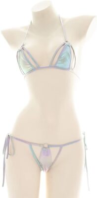 Metallic Swimwear String Mini Bathing Bikini Suit Thong Swimsuit Lingerie Bra
