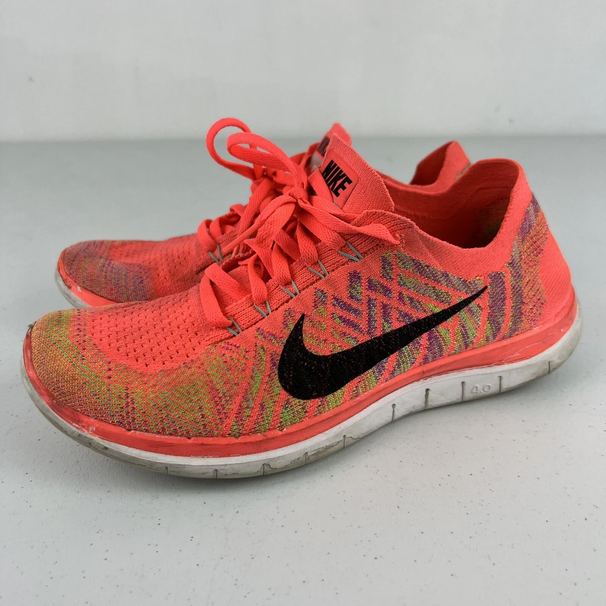 Nike Free 4.0 Flyknit Womens Size 9 Running Shoes Hot Lava Fuchsia Flash eBay