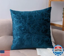 TangDepot Heavy Velvet Embossing Throw Pillow Cover, Classis Floral Anaglyph 