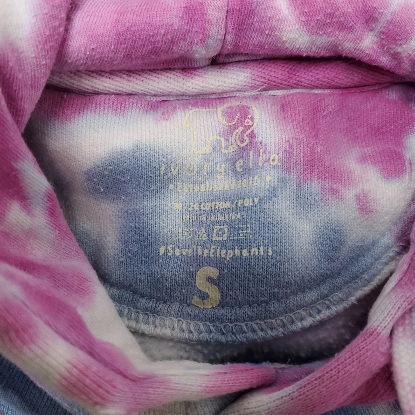 OFF WHITE Felpa con cappuccio avorio Ella tie dye adulto piccola 80 20 misto cotone pesante logo elefante