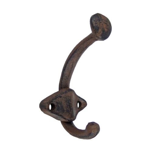 10 Cast Iron Double Wall Hooks Rustic Coat Hanger Key Holder Towel Purse 3 1/2" - Picture 3 of 7