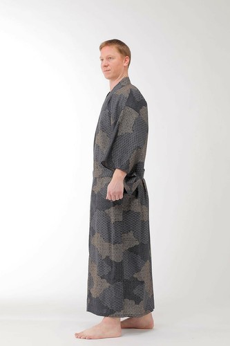 Accappatoio Giapponese Yukata Kimono Uomo Modello Nuvola Cotone Made in Japan - Foto 5 di 12