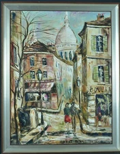 Beautiful Painting Antique Paris Scene Animated Montmartre Sacred Heart The Snow