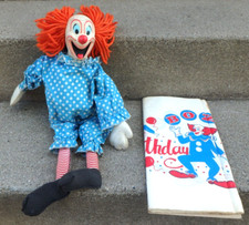 VINTAGE BOZO THE CLOWN MATTEL DOLL NOT WORKING/ RARE HAPPY B DAY TABLECLOTH